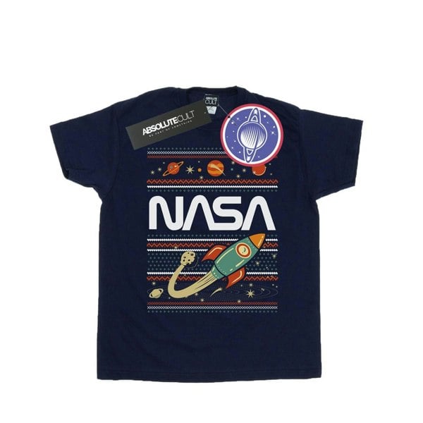 NASA Mens Fair Isle T-Shirt - Navy Blue