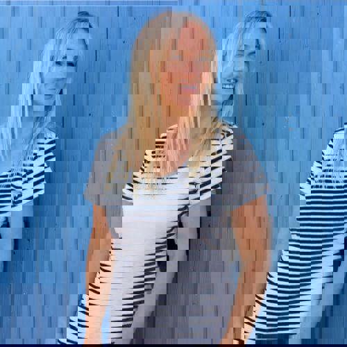 Lazy Jacks Women's Striped T-Shirt Dress - Marine