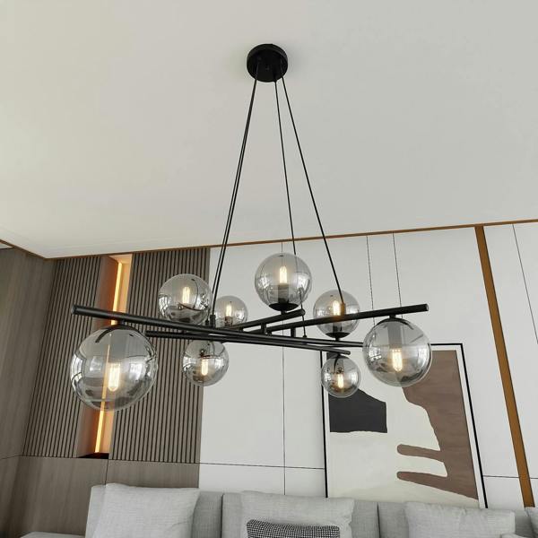 Emibig ESSA Pendant lamp 8 x E14 Black with Graphite Shade