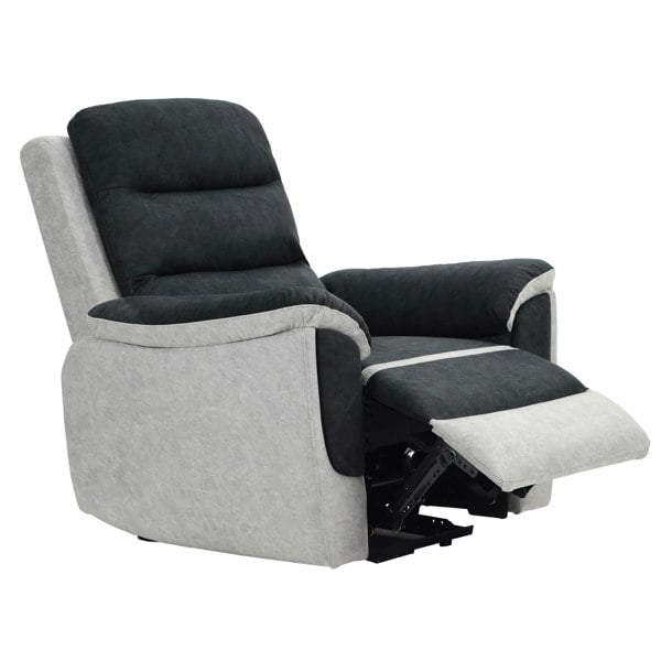 Comfy Living Two Tone Contrast Fabric Recliner Set Chair 2 Seater Sofa 3 Seater Sofa Grey