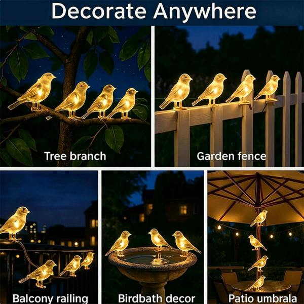 Leaper Solar-Powered Outdoor Bird Fairy Lights