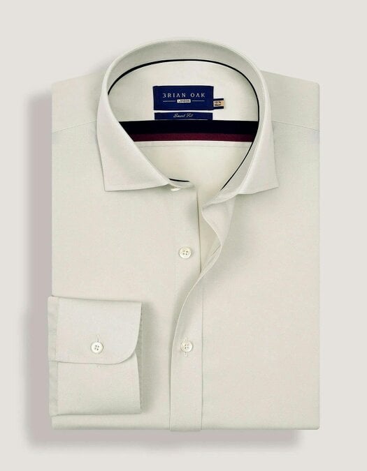 Men's Easy Iron Beige Dress Shirt