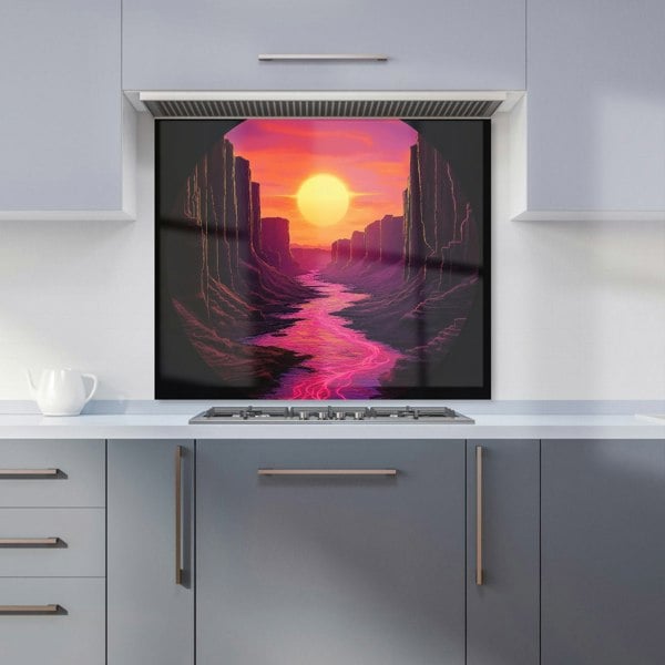 Warren Reed - Designer Synthwave Canyon Sunset Kitchen Splashback