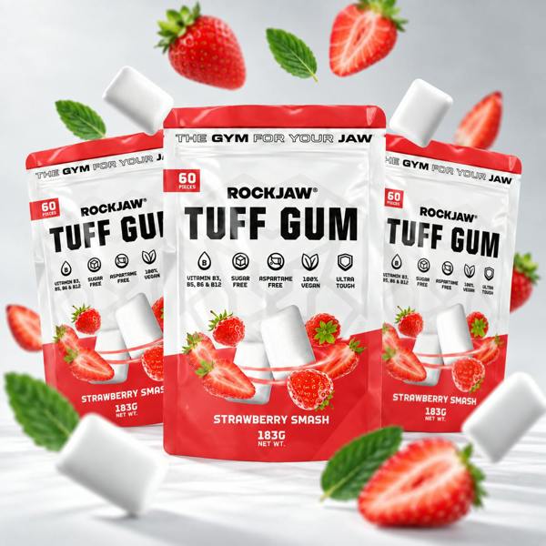 ROCKJAW Tuff Gum 2.0 (Stim-Free) + B Vitamins | Premium Ultra-Tough Jaw Gum
