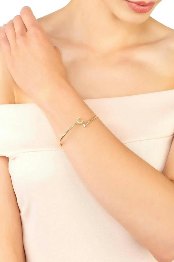 Initial Bangle Gold C - LATELITA Bracelets