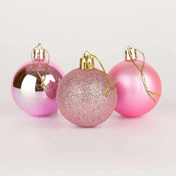 Pale Pink Shatterproof Christmas Baubles in 12 or 24 Pack Sizes, 5cm Tree Decorations image 8