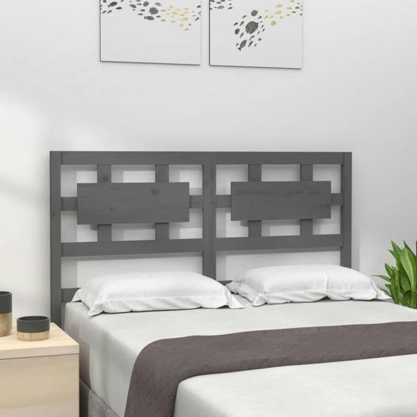 Berkfield Bed Headboard Grey 205.5x4x100 cm Solid Wood Pine