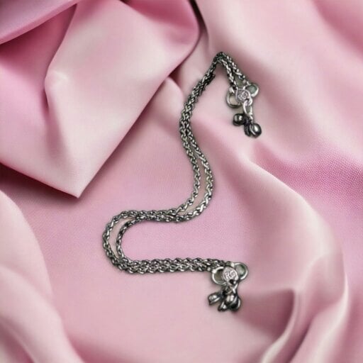 The Colourful Aura Oxidized Silver Plated Twisted Braid Chain Indian Asian Payal Anklet