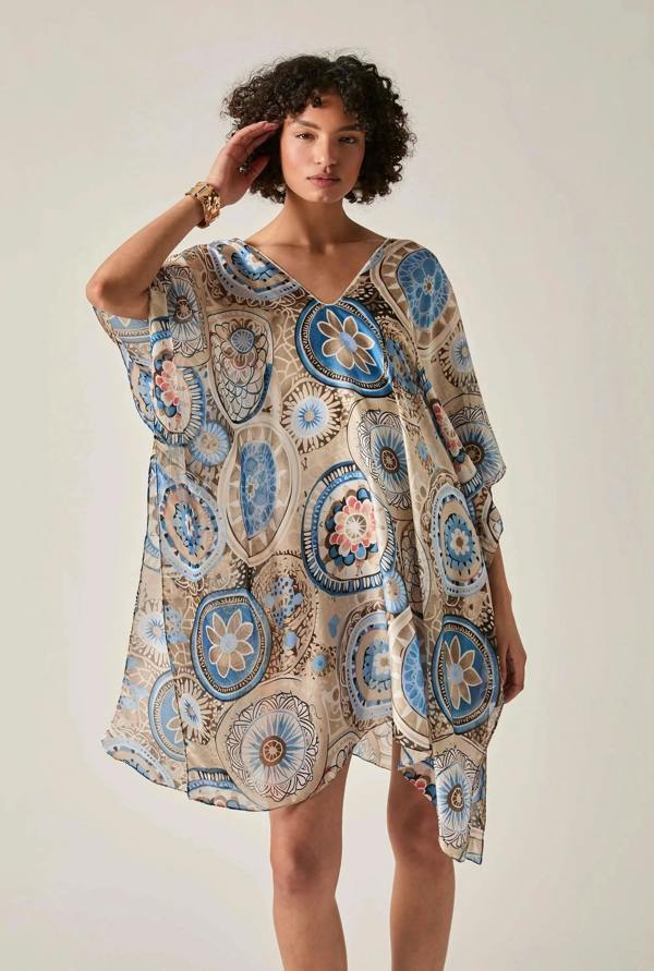 James Lakeland Beige Mandala Print Kaftan