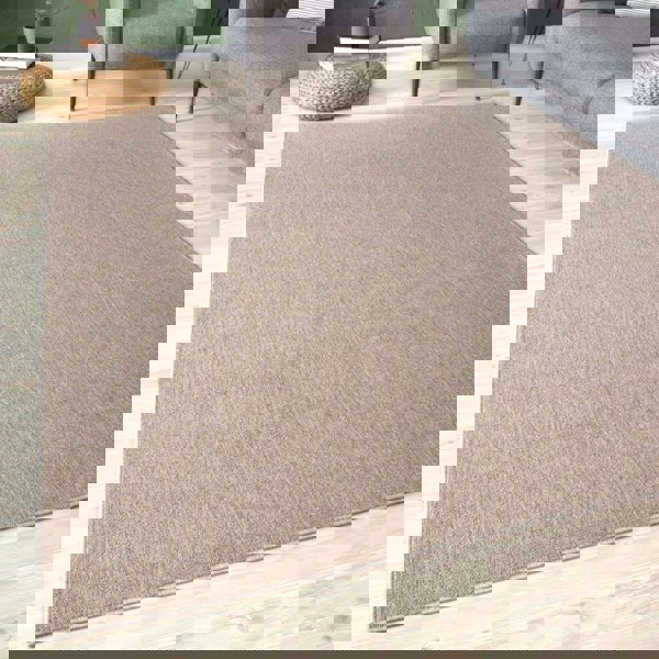 Beige Low Pile Area Rug Plain Design non-shedding