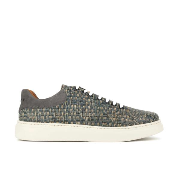 Embassy London Sun City - Aqua Print - Men's Woven Leather & Suede Trainer