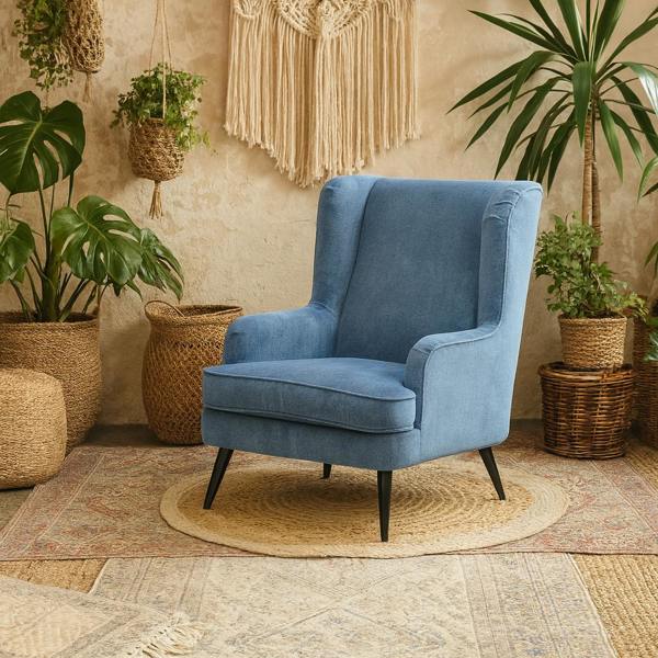 Wyld Haus Trenton Upholstered Blue Accent High Back Armchair