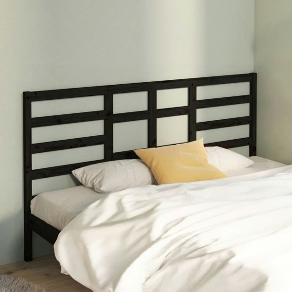 Berkfield Bed Headboard Black 206x4x104 cm Solid Wood Pine
