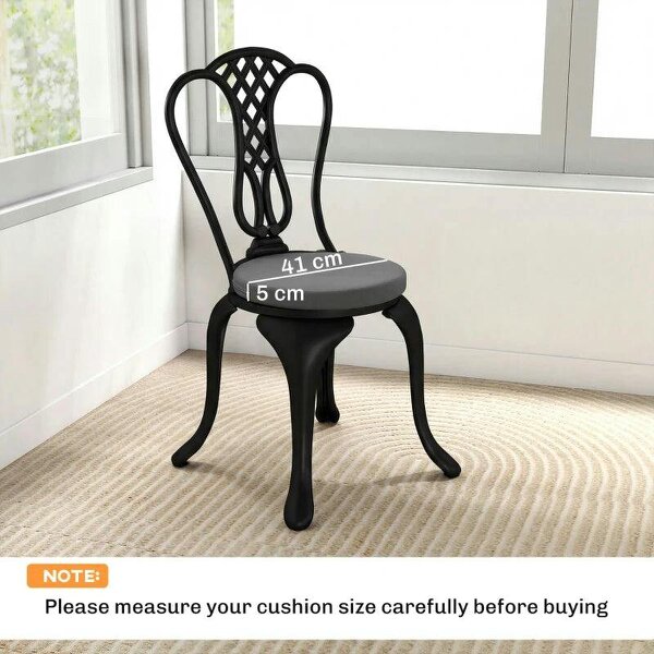 Outdoor Bistro Chair Cushions Set of 4 with Removable Cover, 41 x 41 x 5 cm Round Seat Cushions with Ties, Dark Grey