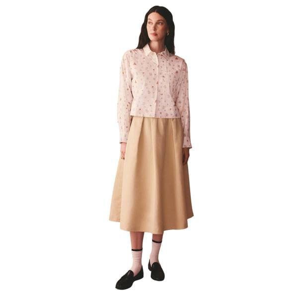 Cath Kidston Womens/Ladies Ditsy Floral Cotton Cropped Shirt - Cream/Red - 