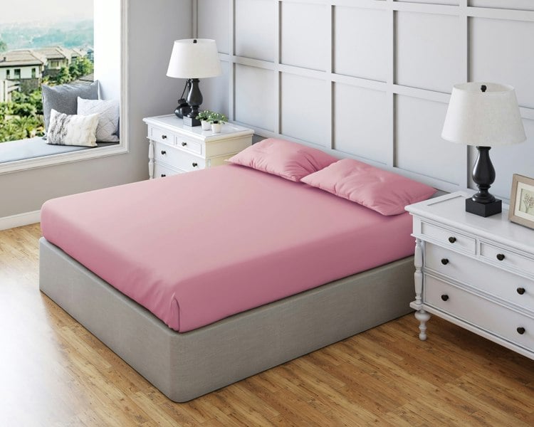 Snug City Non Iron Polycotton Plain Dyed Fitted Sheet Extra Deep 25cm Elasticated Skirt