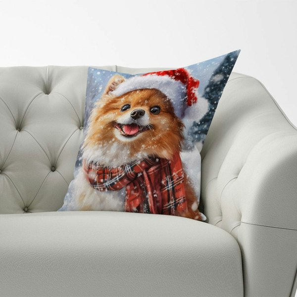 Warren Reed Christmas Pomeranian Cushion