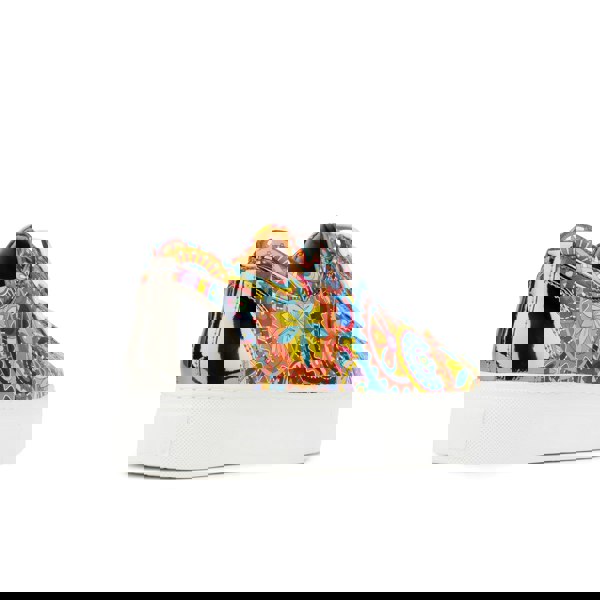 Embassy London Camila - Signature Print - Women's chunky sole leather trainer in colourful print