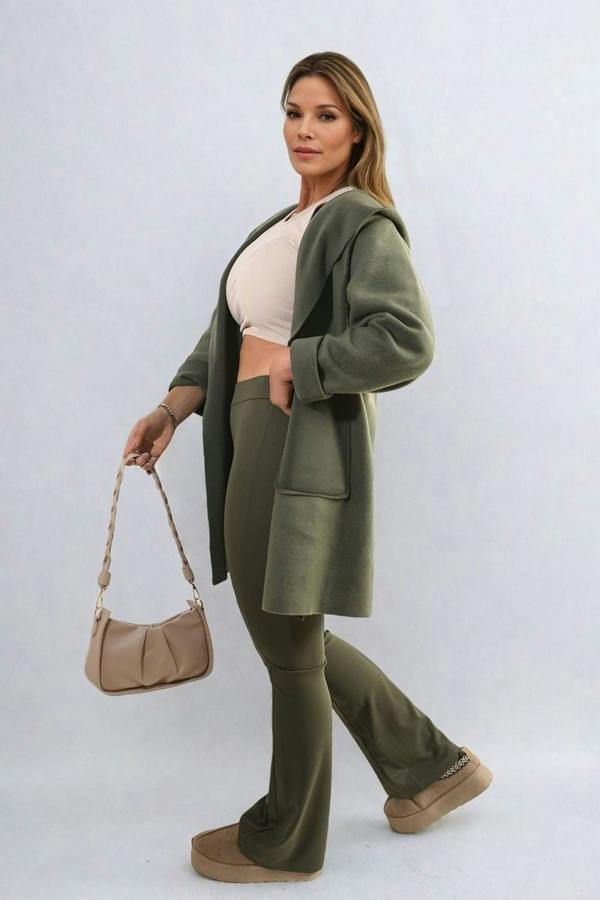Jessica High Waisted Flare Leg Trouser - Khaki