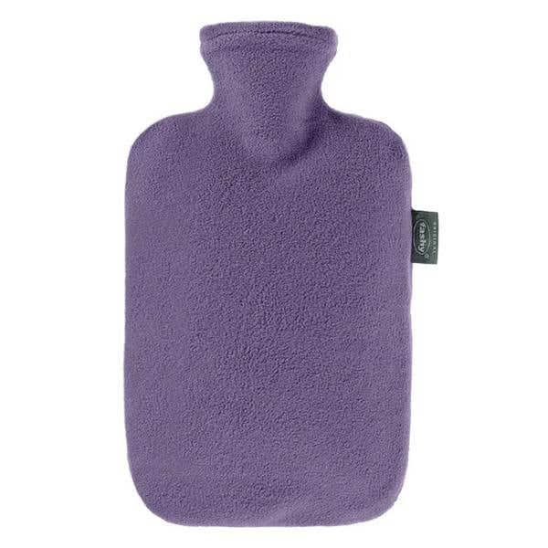 Fashy 2L lavender hot water bottle with fleece cover