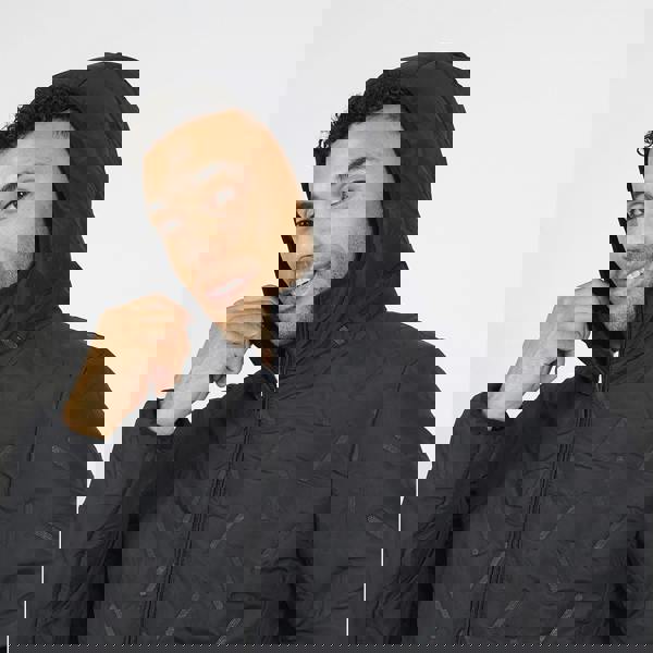 Brave Soul Black Short Heat Seal Padded Hooded Jacket - Black Image 4