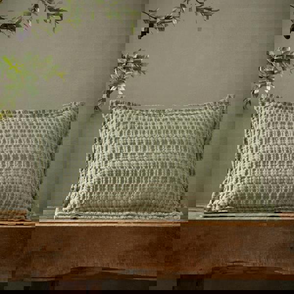 Pineapple Elephant Jaipur Chunky Waffle Cotton Cushion Sage Green