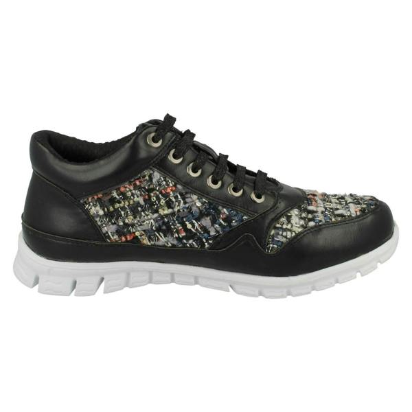 Ladies Waves Casual Lace Up Textile Trainers - F80101