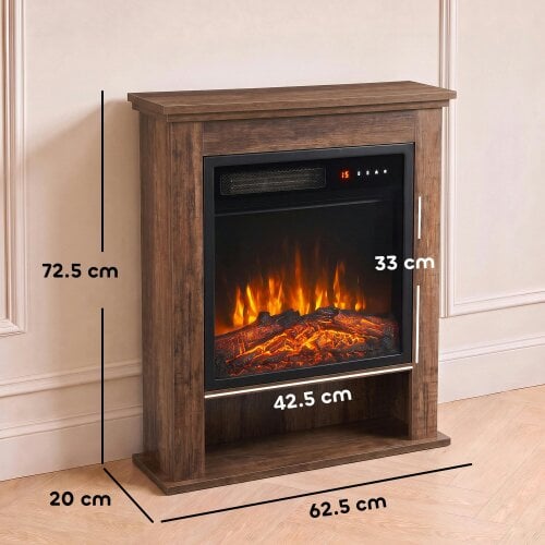 HOMCOM Freestanding Electric Fireplace Suite, 25" 1800W, Open Shelf
