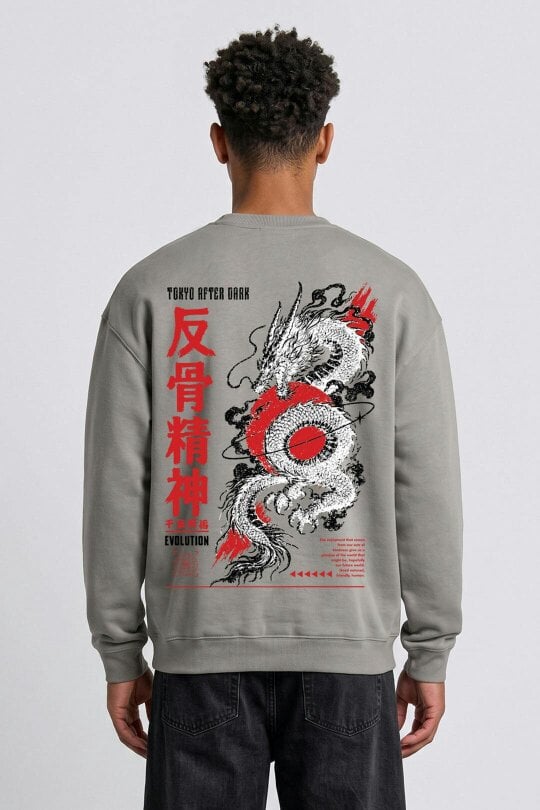 London Attitude Oversized Tokyo After Dark Dragon Sweatshirt