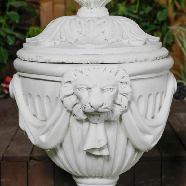 White Stone Royal Garden Urn with Plinth 