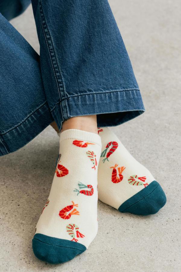 Lily & Me Klayton The Shrimp Bamboo Trainer Socks And Decoration Giftbox