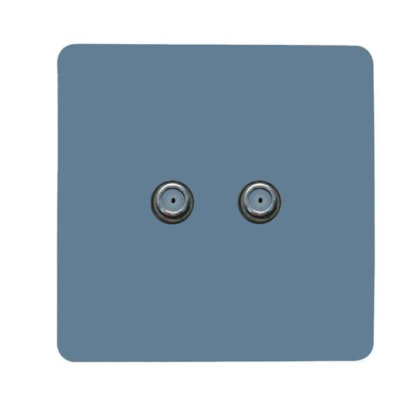 Trendi Switch 2 Gang Male F-Type Satellite Television Socket in Sky Blue