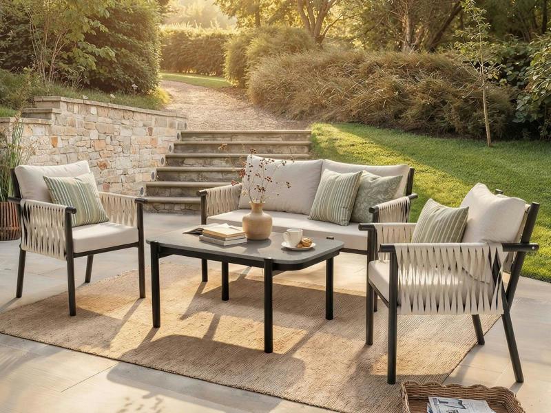 Kalina 4 Piece Garden Sofa Set with Coffee Table Brown