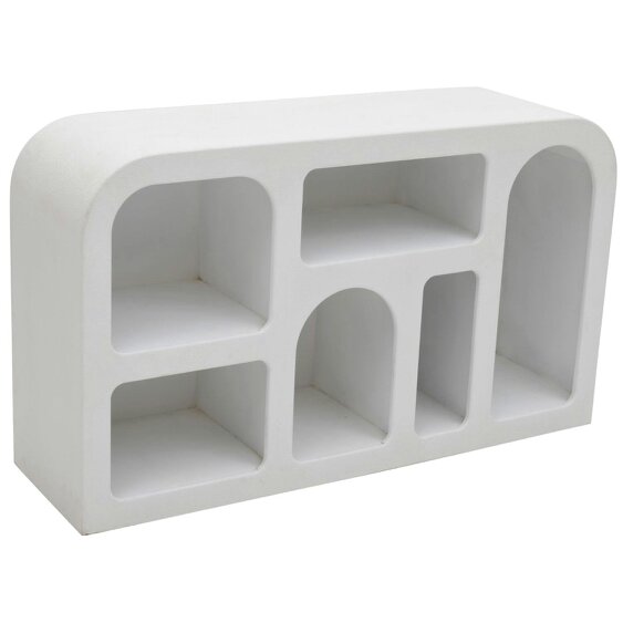 Wyld Haus Atlanta Large White Abstract TV Display Sideboard with Open Storage