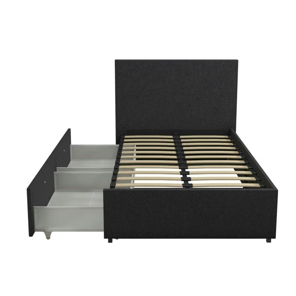 Dorel Home Kelly Bed with Storage Fabric Dark Grey - Single