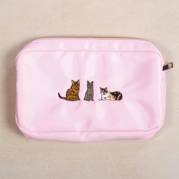 Mylee London Cat Embroidered Make-Up Cosmetics Bag