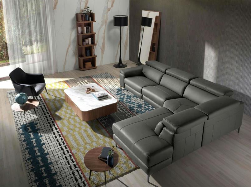 Angel Cerdá Grey Fabric and Black Leatherette Swivel Armchair 5080