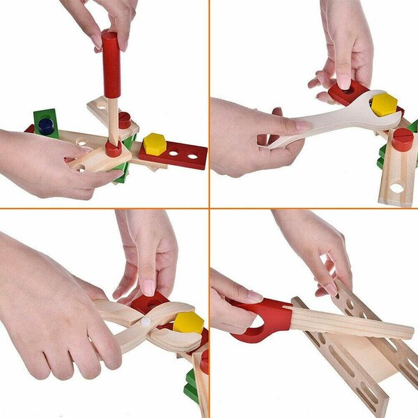 HYGRAD BUILT TO SURVIVE Junior Wooden Tool Set Toy Kids Carpenter Pretend Role Play Tools Gift Playset
