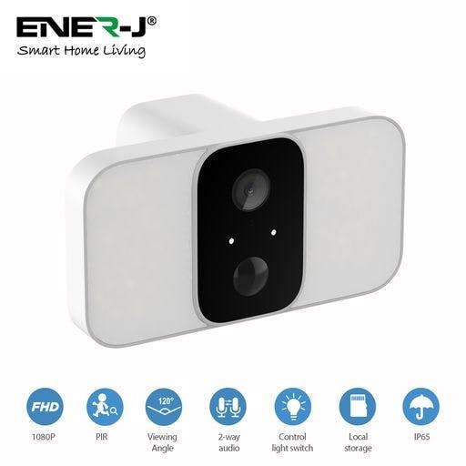 ENER-J Smart Wireless Twin Floodlight Outdoor Camera with Sensor, Alexa & Google Home Compatible, App & Voice Control