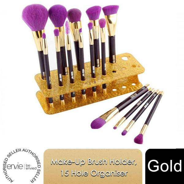 Aquarius Makeup Brush Holder Gold 15 Hole Stand Cosmetic Organiser Storage