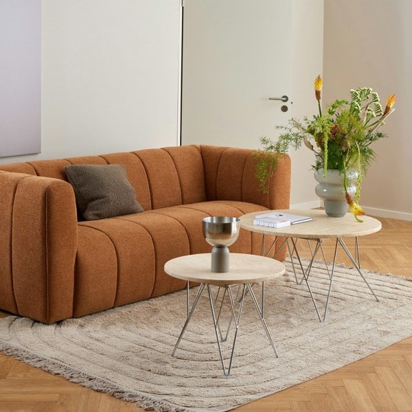 Furniture To Go Prunus Round Coffee Table in Matt Beige and Chrome Steel Base 80x46.4cm