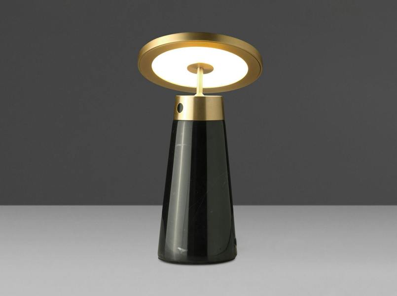 Angel Cerdá Table Lamp in Black Marble and Golden Steel 8028