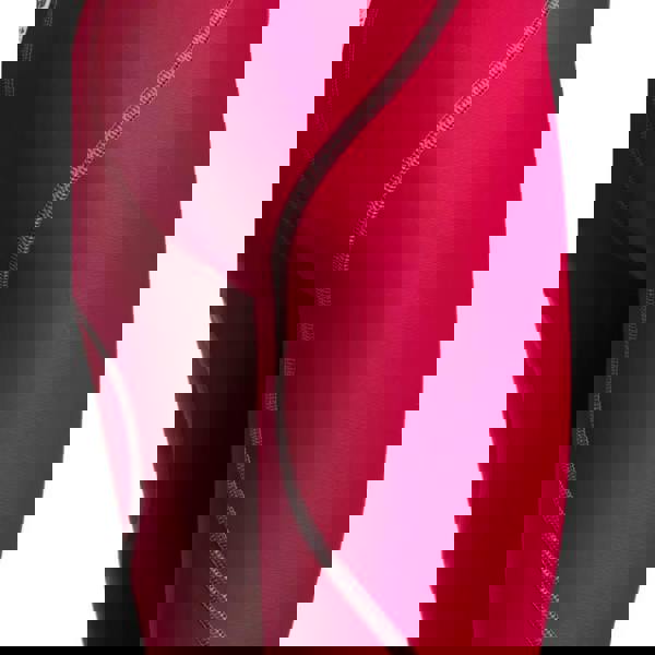 Deep red Arena Boys Powerskin ST NEXT jammer with red leggings and silver zipper detail