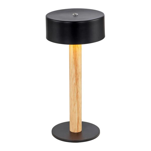 Scandinavian Look Portable Rechargeable Lamp in Black and Natural Wood Image 4