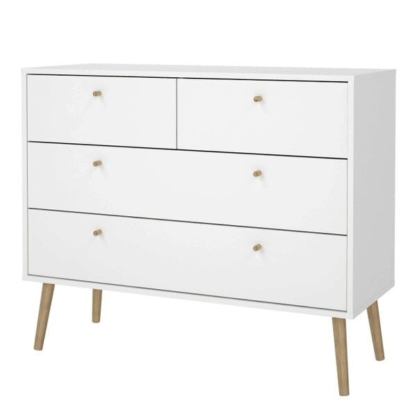 Wyld Haus Quietbloom White Wooden Chest 4 Drawers