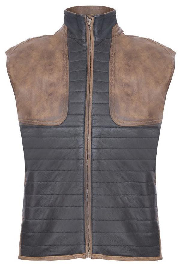 Infinity Leather Mens Black/Brown Leather Gilet-Sheffield