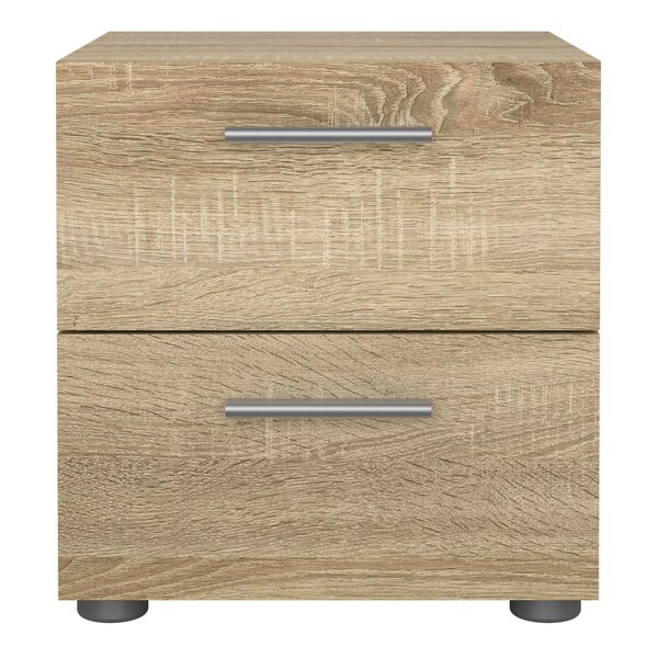 Wyld Haus Daejeon Natural Oak Effect Wood Bedside Table 2 Drawers