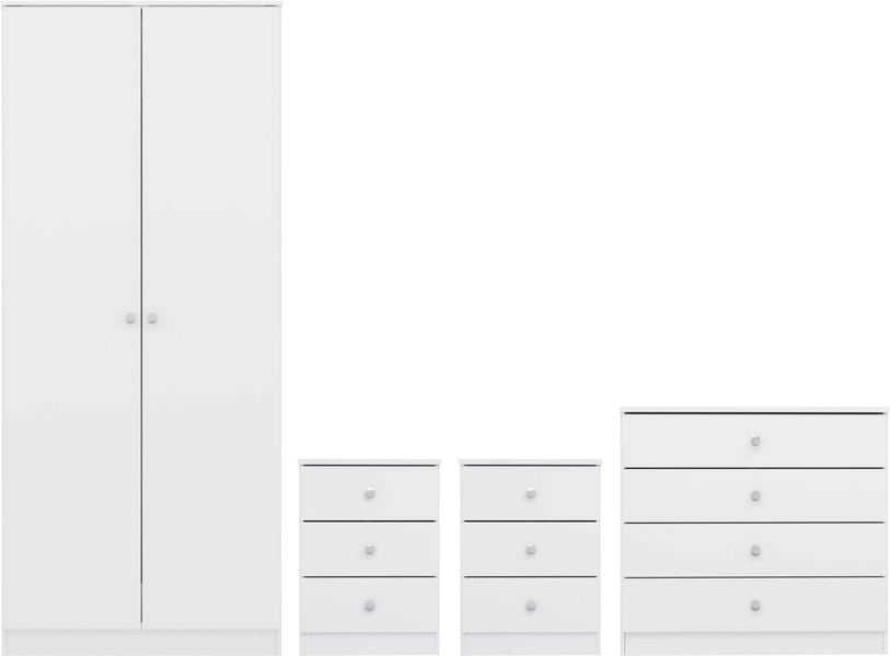 Seconique Denver 2 Door Double Wardrobe 4 Piece Bedroom Set