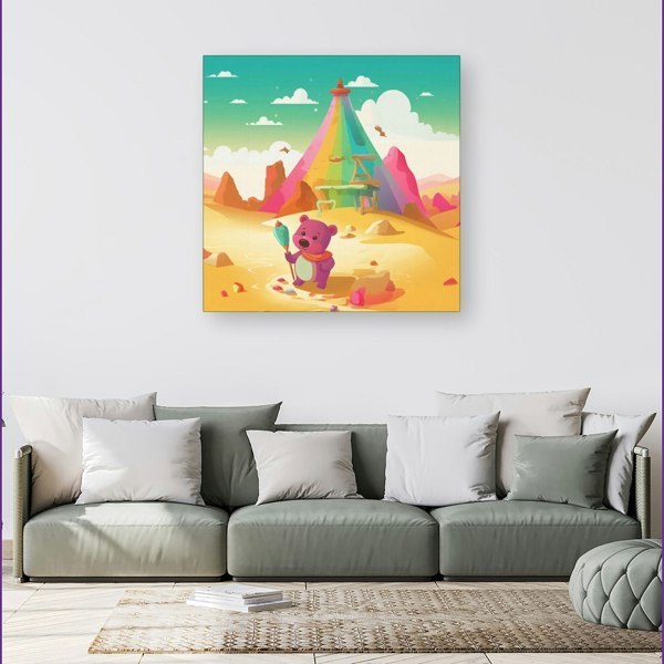 Warren Reed Purple Bear On A Beach Holiday Canvas