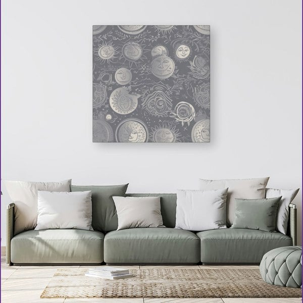 Warren Reed Sun and Moon in Grey Canvas